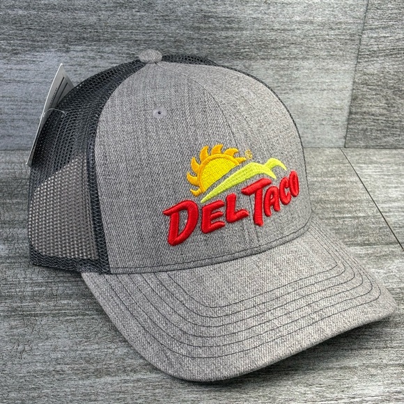 NWT Del Taco Trucker Hat Mesh Snap Back CapAmerica Gray Wool Blend i3035 OSHA - Picture 2 of 16